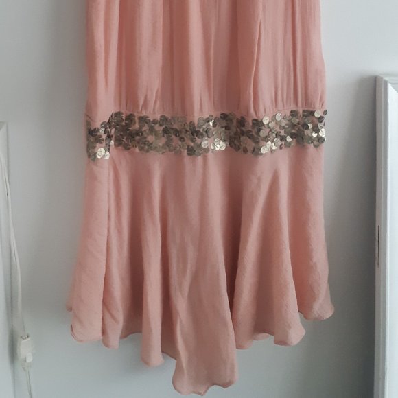 BOHO Sleeveless Blush Dress accented with silver circles Vintage - Picture 2 of 7